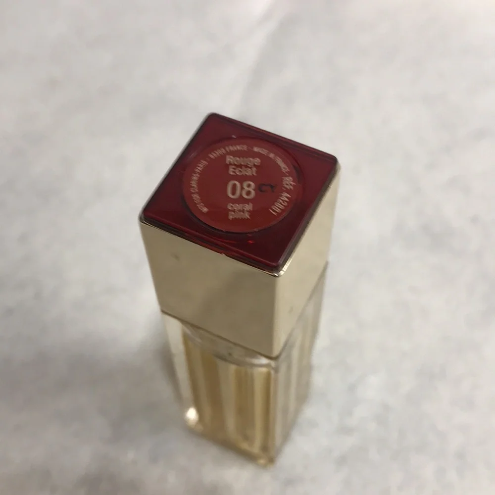Clarins Rouge Eclat Contour Satin Finish Age Defying Lipstick #8 Coral Pink NWOB